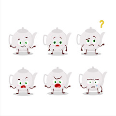 Cartoon character of ceramic teapot with what expression