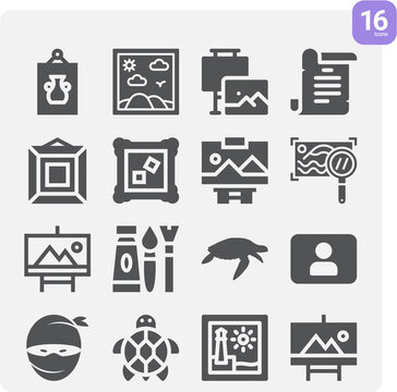 Simple set of painted related filled icons.
