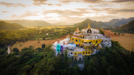 Panorama Landscape of Temple on the mountain at Simalai Songtham Temple in Khao Yai, Pak Chong,...