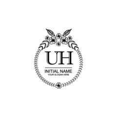 UH Initial handwriting logo template vector 