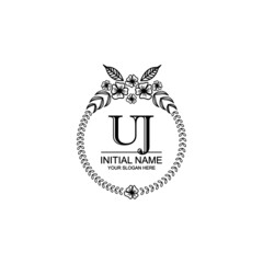 UJ Initial handwriting logo template vector 