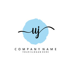 UJ Initial handwriting logo template vector 