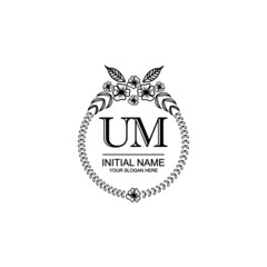 UM Initial handwriting logo template vector 