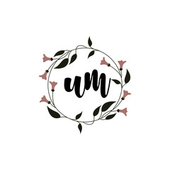 UM Initial handwriting logo template vector 