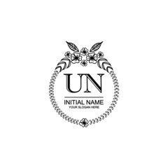 UN Initial handwriting logo template vector 