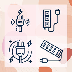 Simple set of wall plug related lineal icons
