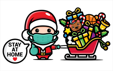 cute santa claus character wearing a mask
