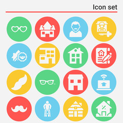 16 pack of complex number  filled web icons set