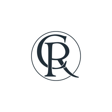 letter cr simple linked circle flat design logo vector