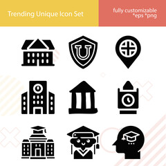 Simple set of cambridge related filled icons.