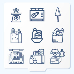 Simple set of 9 icons related to tonnes