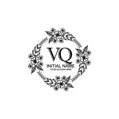 VQ Initial handwriting logo template vector 