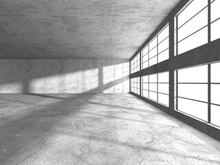 Dark Concrete Wall Architecture. Empty Room