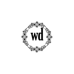 WD Initial handwriting logo template vector 