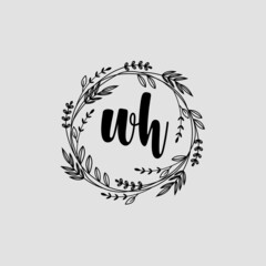 WH Initial handwriting logo template vector 