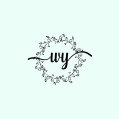 WY Initial handwriting logo template vector 