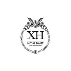 XH Initial handwriting logo template vector 