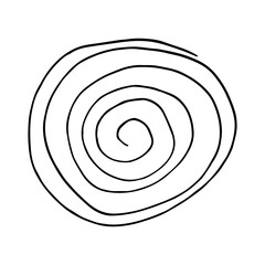 circle swirling spiral icon, sticker, scrapbook. sketch hand drawn doodle. vector scandinavian monochrome minimalism. decor, symbol.