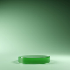 Product display podium jade on green background. 3D rendering	
