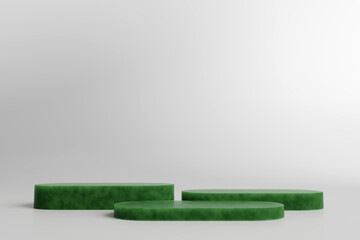 Product display podium jade on green background. 3D rendering  © nawapon