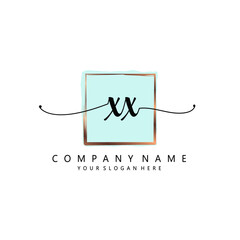 Obraz premium XX Initial handwriting logo template vector 