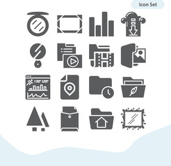 Simple set of parallel related filled icons.