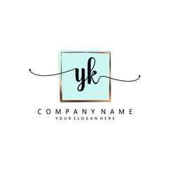 YK Initial handwriting logo template vector 