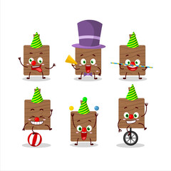 Cartoon character of wood cutting board with various circus shows
