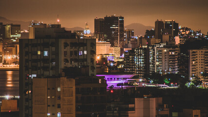 Niterói, Rio de Janeiro, Brazil - CIRCA 2020: Photo of the night urban landscape, outdoors, of the daily life of the population of a Brazilian city
