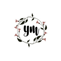 YM Initial handwriting logo template vector 