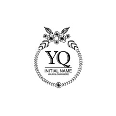 YQ Initial handwriting logo template vector 