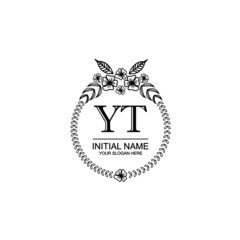 YT Initial handwriting logo template vector 