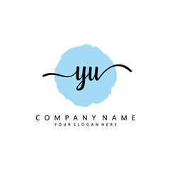 YU Initial handwriting logo template vector 