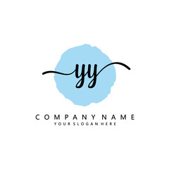 YY Initial handwriting logo template vector 