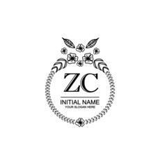 ZC Initial handwriting logo template vector 