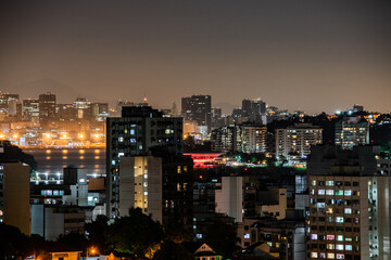 Rio de Janeiro, Brazil - CIRCA 2020: Photo of the night urban landscape, outdoors, of the daily...