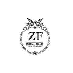 ZF Initial handwriting logo template vector 