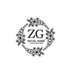 ZG Initial handwriting logo template vector 