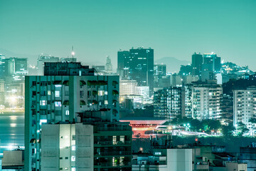 Rio de Janeiro, Brazil - CIRCA 2020: Photo of the night urban landscape, outdoors, of the daily...