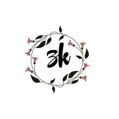 ZK Initial handwriting logo template vector 