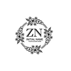 ZN Initial handwriting logo template vector 