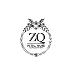 ZQ Initial handwriting logo template vector 
