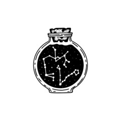 Hand drawn constellation potion jar