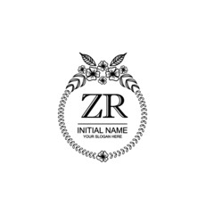 ZR Initial handwriting logo template vector 