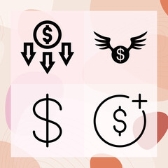 Simple set of bank note related filled icons