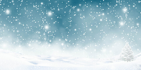 Abstract winter background with falling snowflakes.Christmas Background