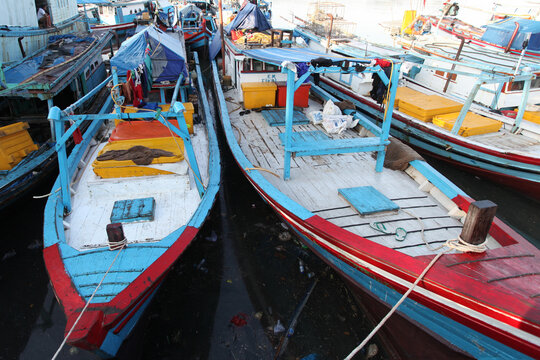 Tanjung Pandan Port in Belitung, Bangka Belitung, Indonesia where fishing boats can be found.