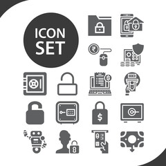 Simple set of atm related filled icons.