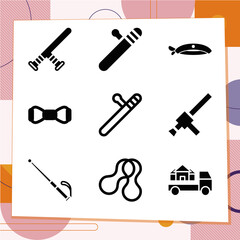 Simple set of 9 icons related to marching