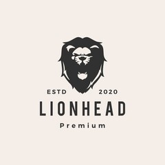 lion head hipster vintage logo vector icon illustration